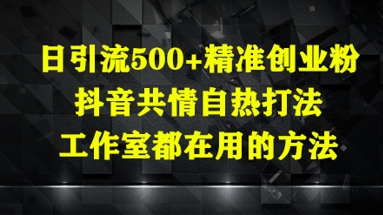 日引流500+精准创业粉，抖音共情自热打法，工作室都在用的方法-阿鬼