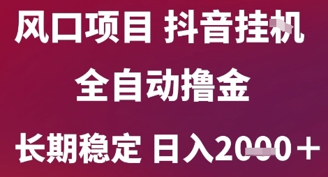 风口项目，六月最新玩法抖音无人挂G，全自动撸金，长期稳定 日入2k+【揭秘】-阿鬼