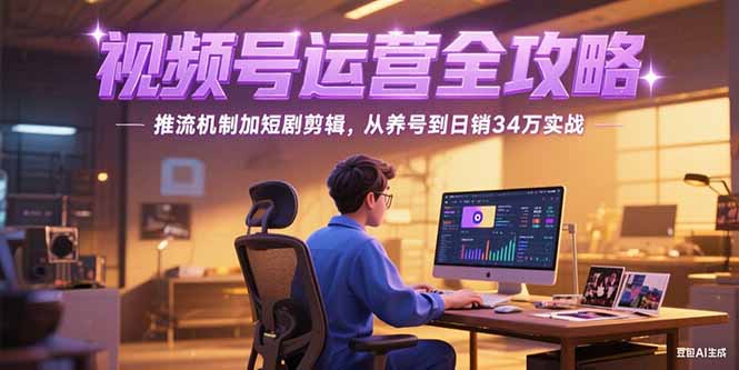 2025视频号运营全攻略，推流机制加短剧剪辑，从养号到日销34万实战-阿鬼