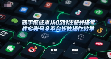 新手低成本从0到1注册并搭建多账号全平台矩阵操作教学，手机号-邮箱-IP-工具-阿鬼