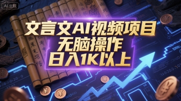 文言文AI视频项目，无脑操作，日入1K以上-阿鬼