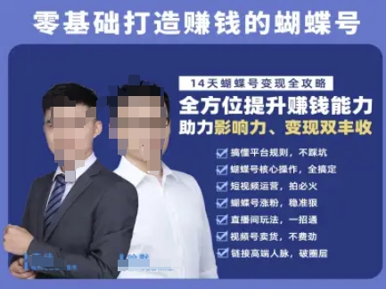 蝴蝶号专栏-视频号运营教程，零基础打造挣钱的蝴蝶号，14天蝴蝶号变现全攻略-阿鬼