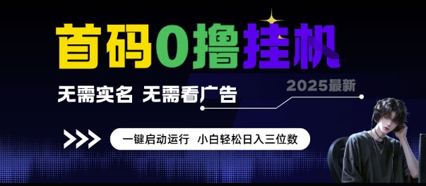 首码0撸挂G项目，无需实名无需看广告 一键启动运行，小白轻松日入三位数【揭秘】-阿鬼