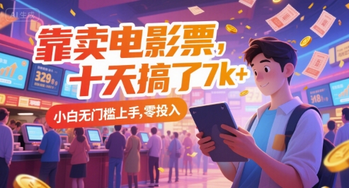 靠卖电影票，十天搞了7k+，小白无门槛上手，零投入【揭秘】-阿鬼
