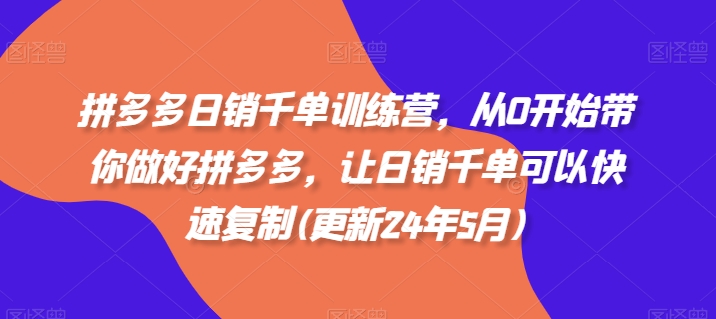 拼多多日销千单训练营，从0开始带你做好拼多多，让日销千单可以快速复制(更新25年6月)-阿鬼