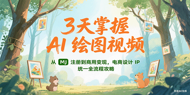 3天掌握AI绘图视频，从MJ 注册到商用变现，电商设计IP统一全流程攻略-阿鬼