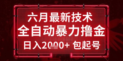 六月最新技术全自动暴力撸金，稳定日入2k+包起号，长期稳定【揭秘】-阿鬼