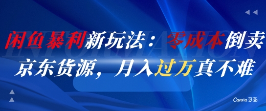 闲鱼暴利新玩法：零成本倒卖京东货源，月入过1W真不难-阿鬼