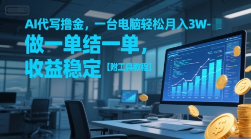 AI代写撸金，一台电脑轻松月入1-3W，做一单结一单，收益稳定【附工具教程】-阿鬼