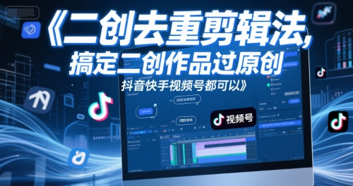 短视频二创去重剪辑法，搞定二创作品过原创，抖音快手视频号都可以-阿鬼