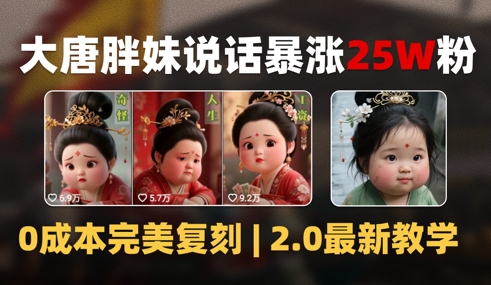 AI大唐胖贵妃说话2.0，40条视频暴涨40w粉，附独家变现攻略-阿鬼
