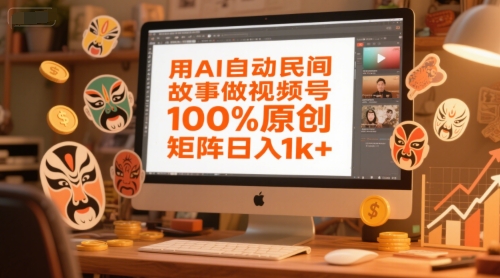 用AI自动民间故事做视频号，100%原创，矩阵日入1k+-阿鬼