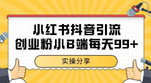 小红书抖音创业粉，小B端粉自热 日引99+的一个玩法【揭秘】-阿鬼