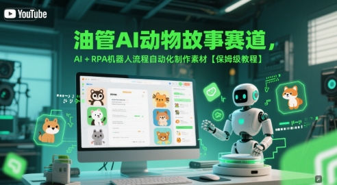油管AI动物故事赛道，AI+RPA机器人流程自动化制作素材【保姆级教程】-阿鬼