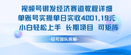 视频号银发经济赛道单账号实操单日实收1k+，小白轻松上手长期项目-阿鬼