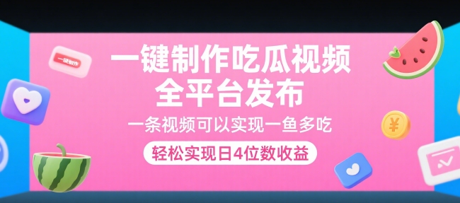 一键制作吃瓜视频，全平台发布，一条视频可以实现一鱼多吃，轻松实现日4位数收益【揭秘】-阿鬼