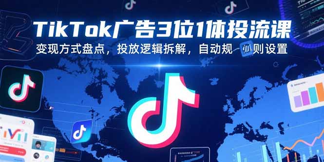 TikTok广告3位1体投流课，变现方式盘点，投放逻辑拆解，自动规则设置-阿鬼