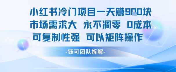 小红书冷门项目一天收益9张，市场需求大，0成本，可复制性强可以矩阵操作-阿鬼
