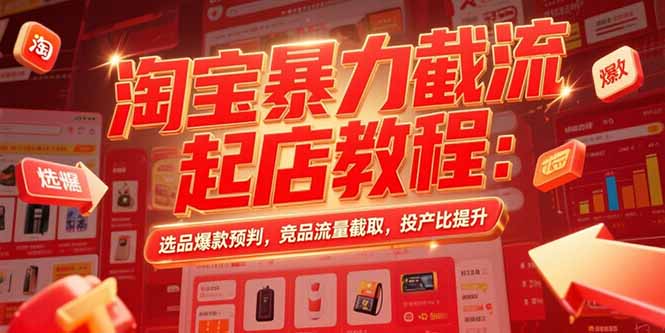 淘宝暴力截流起店教程：选品爆款预判，竞品流量截取，投产比提升-阿鬼