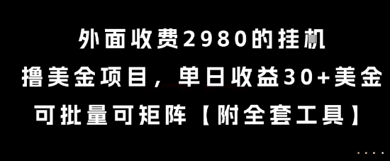 外面收费2980的挂G撸美金项目，单日收益30+美金，可批量可矩阵【揭秘】-阿鬼