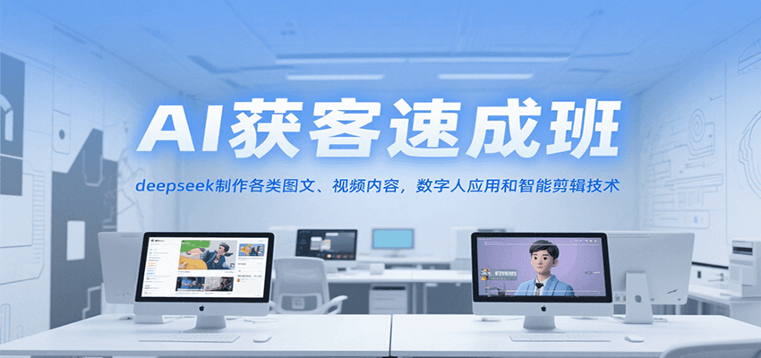AI获客速成班，deepseek制作各类图文、视频内容，数字人应用和智能剪辑技术-阿鬼