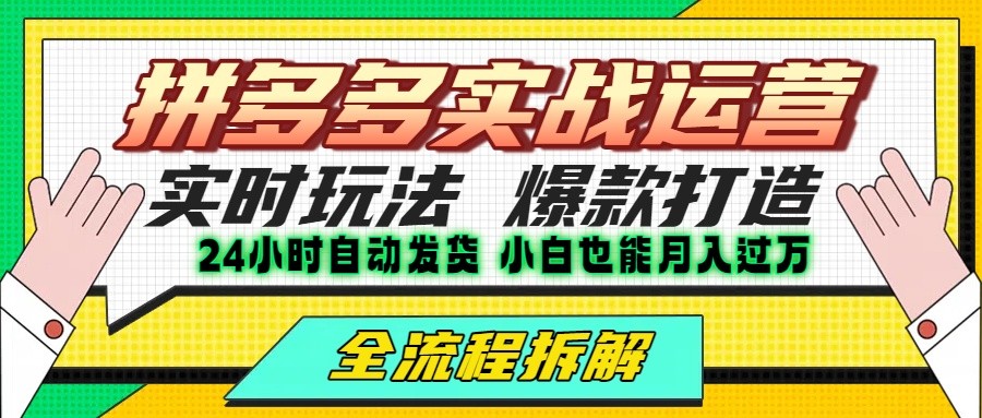 拼多多最新实战运营高投产：长久稳定项目，单店利润一天三位数-阿鬼