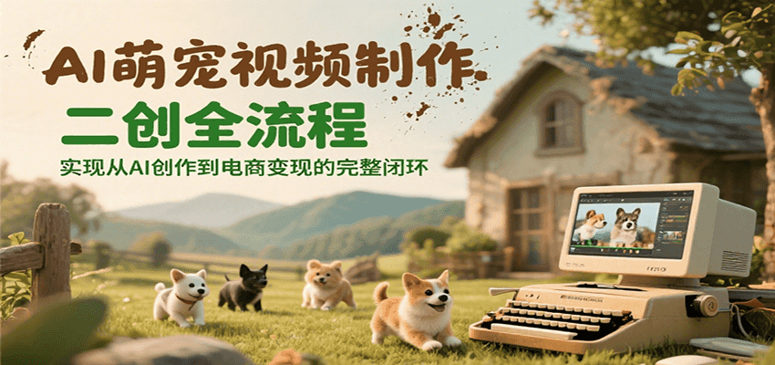 AI萌宠视频制作二创全流程，实现从AI创作到电商变现的完整闭环-阿鬼
