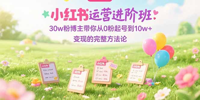 小红书运营进阶班：30w粉博主带你从0粉起号到10w+变现的完整方法论-阿鬼