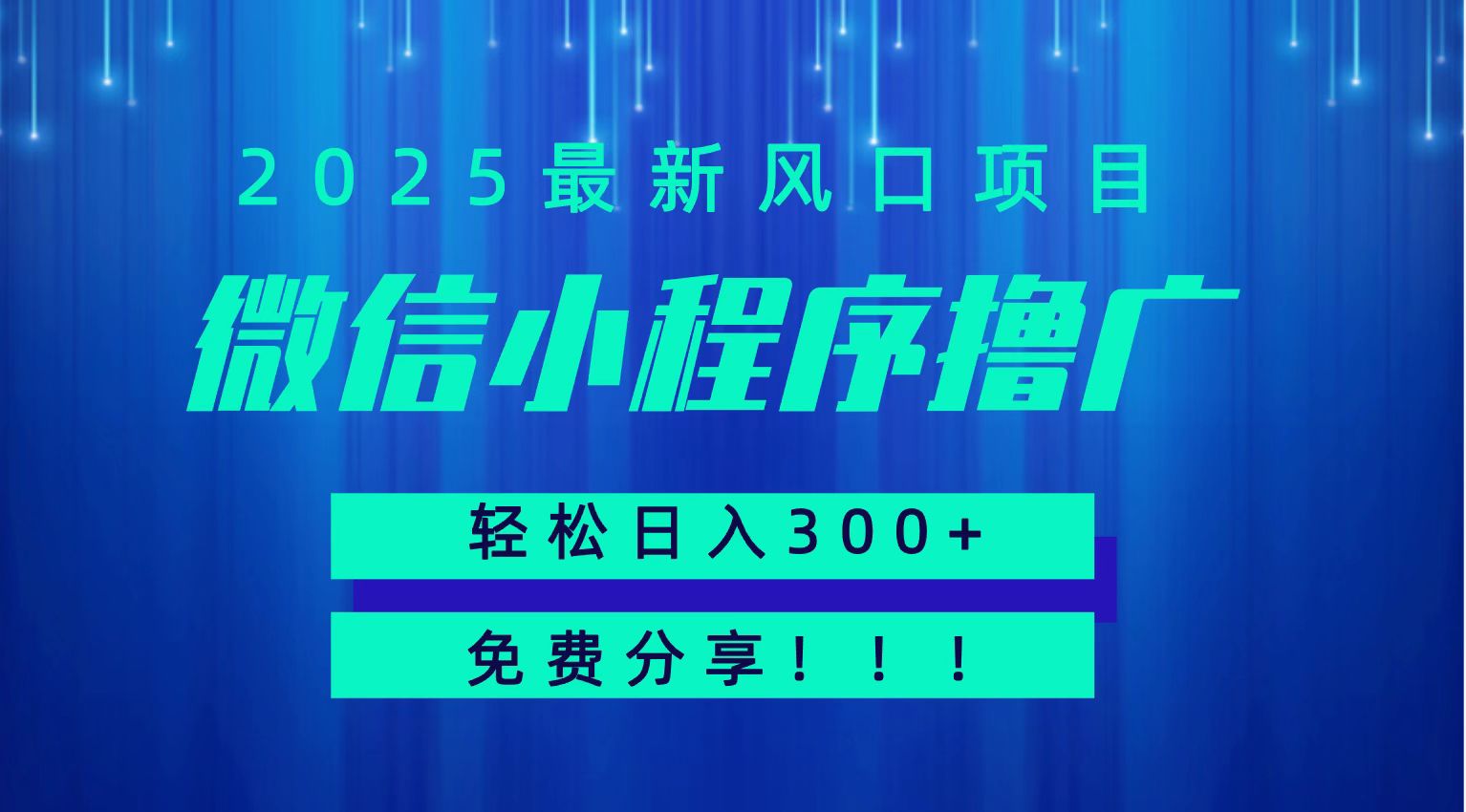 微信小程序撸广，最新风口项目，日入300+ 免费分享 可批量操作 小白可轻松上手！！-阿鬼