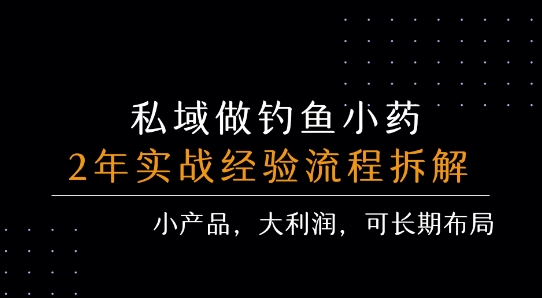 私域做钓鱼小药 每单利润3张+ 详细流程拆解-阿鬼