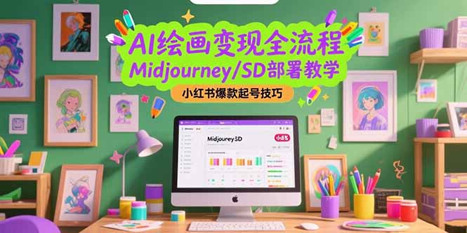 AI绘画变现全流程，Midjourney/SD部署教学，小红书爆款起号技巧-阿鬼
