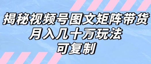 解密视频号图文矩阵带货，月入几个W的打法，可复制-阿鬼