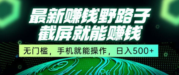 最新野路子截屏就能挣钱，无门槛，手机就能操作，日入5张【揭秘】-阿鬼