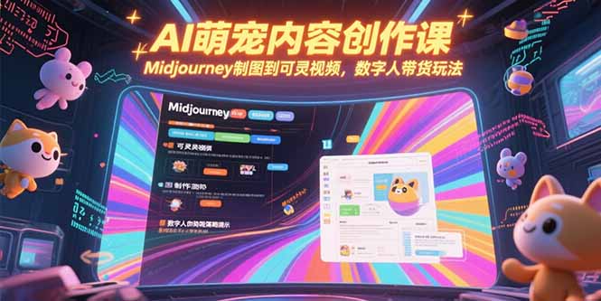 AI萌宠内容创作课，Midjourney制图到可灵视频，数字人带货玩法-阿鬼