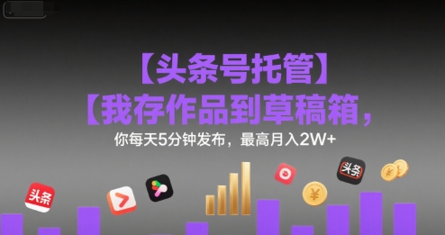 【头条号托管 】我存作品到草稿箱，你每天5分钟发布，最高月入2W+【揭秘】-阿鬼