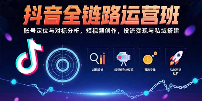 抖音全链路运营班：账号定位与对标分析，短视频创作，投流变现与私域搭建-阿鬼