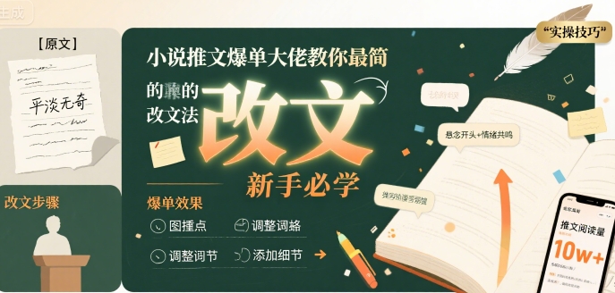小说推文爆单大佬教你最简单的改文方法实操课，新手必学-阿鬼