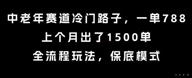 中老年赛道冷门路子，一单788，上个月出了1500单，全流程玩法，保底模式【揭秘】-阿鬼