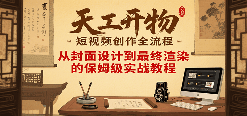 天工开物短视频创作全流程，从封面设计到最终渲染的保姆级实战教程-阿鬼