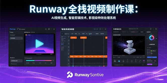 Runway全栈视频制作课：AI视频生成，智能剪辑技术，影视级特效处理系统-阿鬼