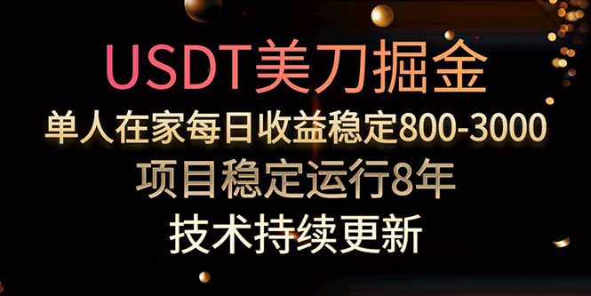 USDT美刀掘金，单人每日收益800-3000，稳定运行8年-阿鬼