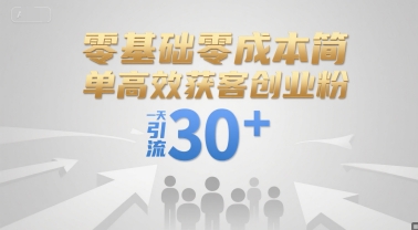 零基础零成本简单高效获客创业粉，一天引流30+-阿鬼