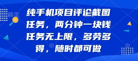 纯手机项目评论截图任务，两分钟一块钱 任务无上限多劳多得，随时随地都能做【揭秘】-阿鬼