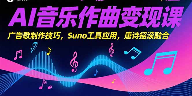 AI音乐作曲变现课，广告歌制作技巧，Suno工具应用，唐诗摇滚融合-阿鬼