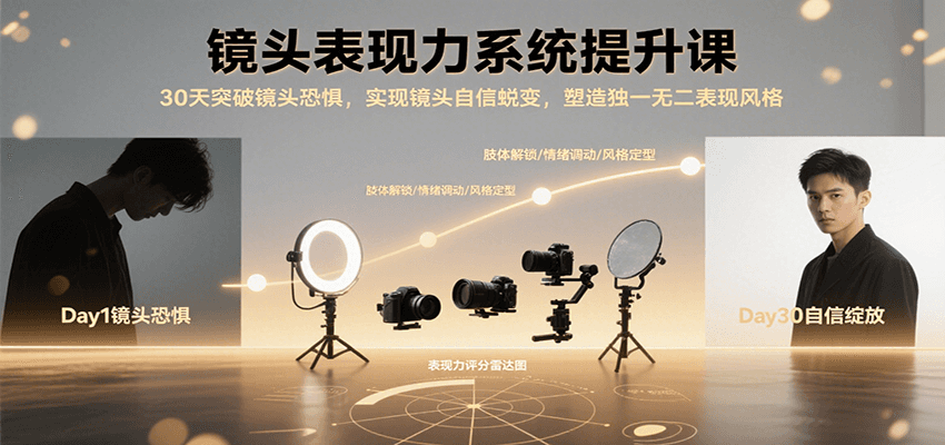 镜头表现力系统提升课，30天突破镜头恐惧实现自信蜕变，塑造独一无二表现风格-阿鬼