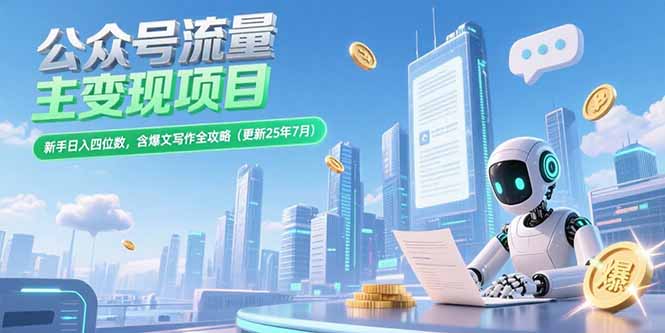 公众号流量主变现项目，新手日入四位数，含爆文写作全攻略(更新25年7月-阿鬼