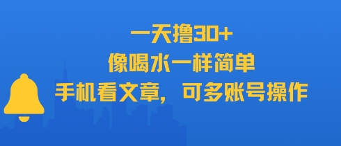 一天撸30+，像喝水一样简单，手机看文章，可多账号操作-阿鬼
