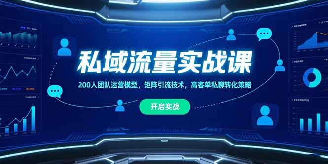 私域流量实战课，200人团队运营模型，矩阵引流技术，高客单私聊转化策略-阿鬼