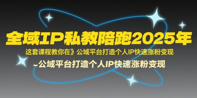 全域IP私教陪跑2025年，这套课程教你在?公域平台打造个人IP快速涨粉变现-阿鬼