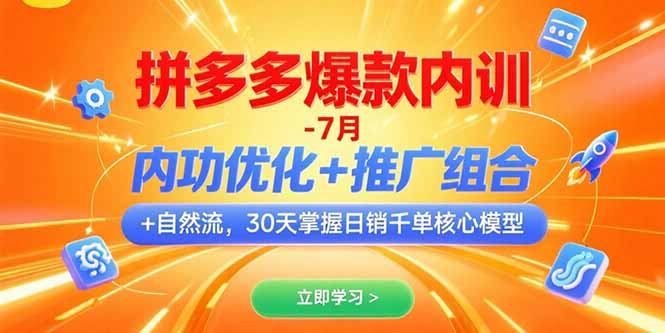 拼多多爆款内训-7月 内功优化+推广组合+自然流 30天掌握日销千单核心模型-阿鬼